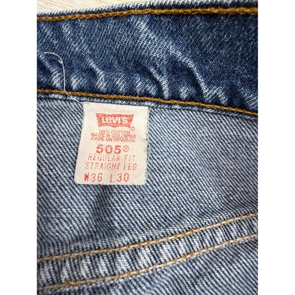 Levis 505 Regular Fit Straight Leg Jeans Mens 36x30 Blue Medium Wash Vintage 90s - Picture 2 of 9